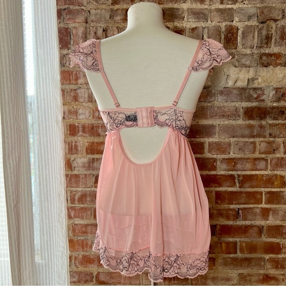 Pink and Black Lace Babydoll Lingerie Dress -Size S -NW05 - Picture 5 of 10